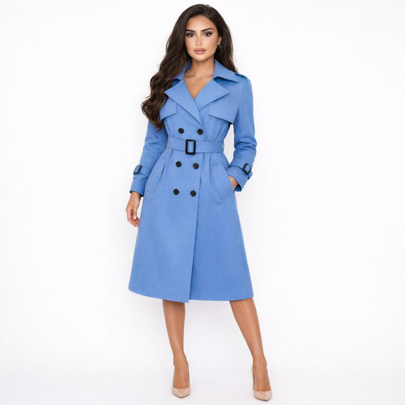 Fitted Trench Coat - Blue